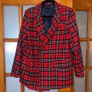 Red Tartan Oversized Woven Blazer